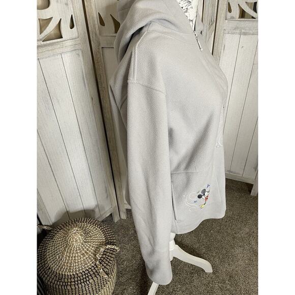 Vintage 90s Disney Store Mickey Minnie Mouse Grey Fleece Hoodie Sweatshirt MED - Picture 3 of 7